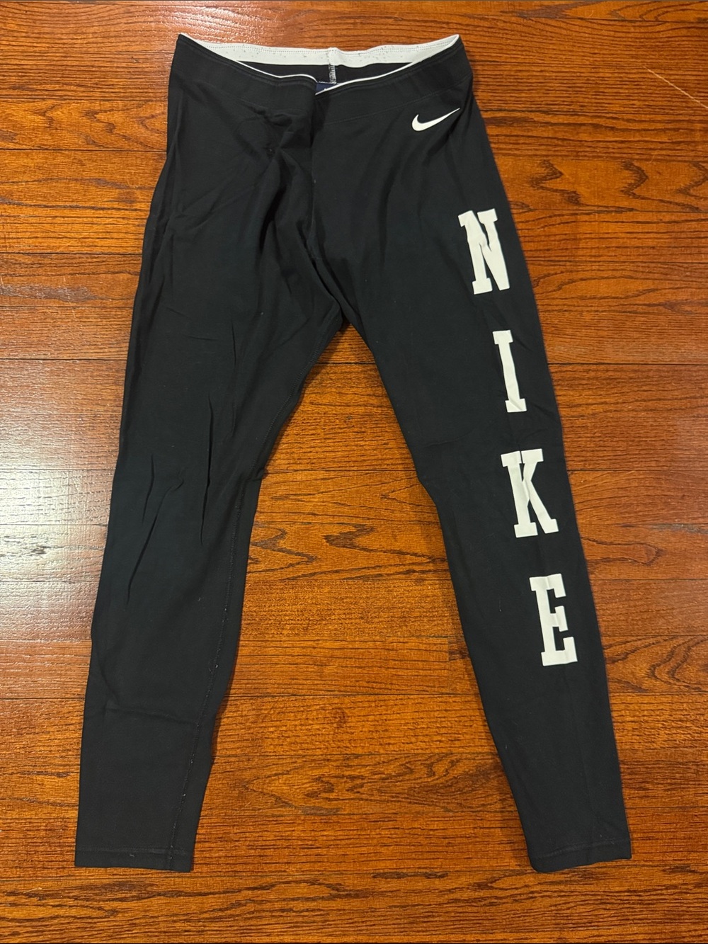 Nike Black Leggings with White NIKE Side Logo